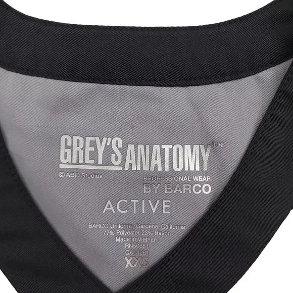 Grey's Anatomy Scrub Top Womens XXS Green V-Neck Short Sleeve Active Uniform - Picture 9 of 9